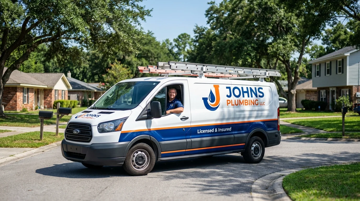 Johns Plumbing LLC service van in Cocoa Beach, FL