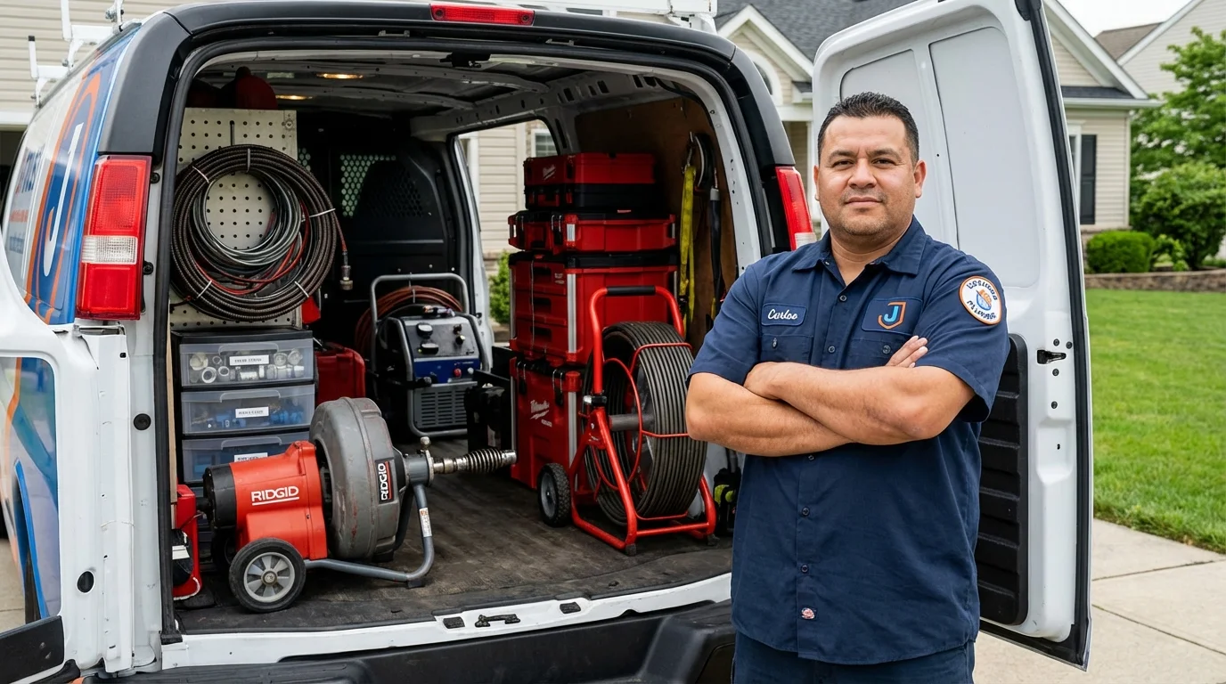 Professional drain cleaning equipment and Johns Plumbing LLC plumber in Cocoa Beach