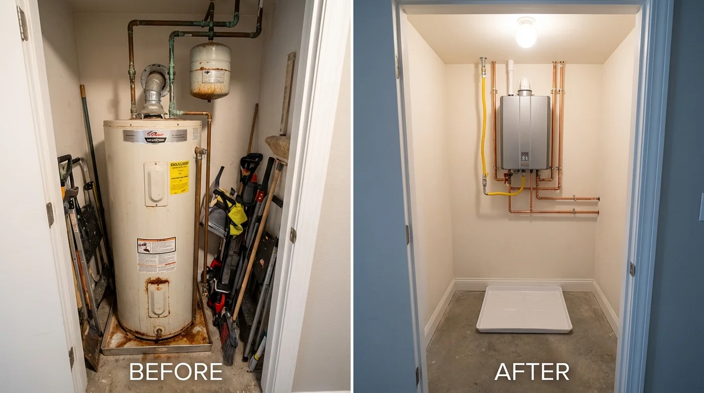 Tank water heater versus wall-mounted tankless unit comparison for Cocoa Beach, FL homeowners