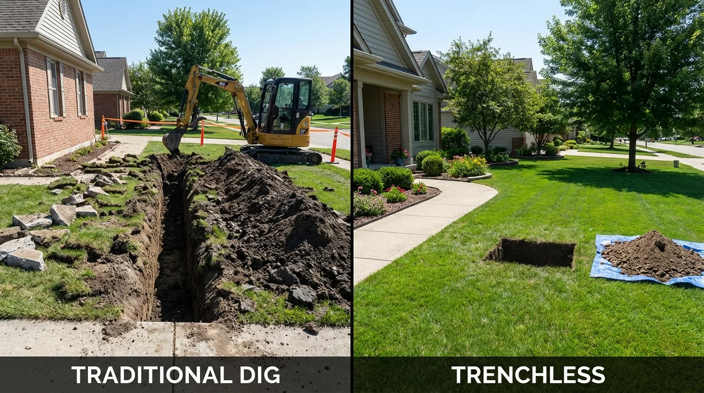 Trenchless sewer repair with minimal yard damage versus traditional excavation in Cocoa Beach, FL